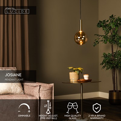 Lucide JOSIANE - Pendant light - Ø 18 cm - 1xG9 - Amber | Vibes